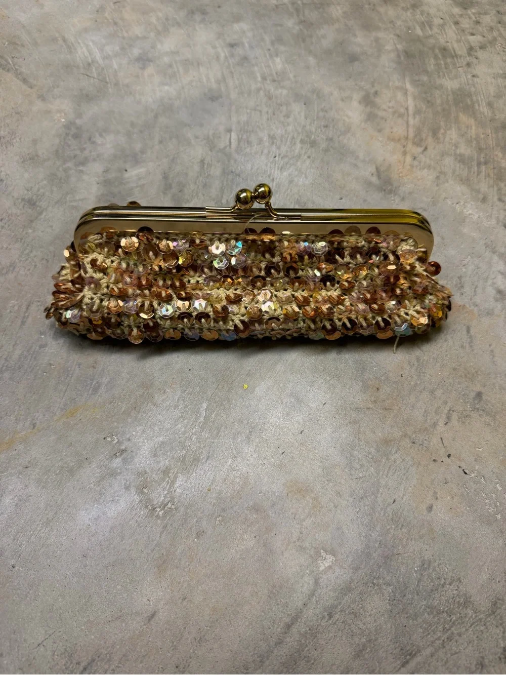 Gold Sequin Evening Clutch Wristlet
